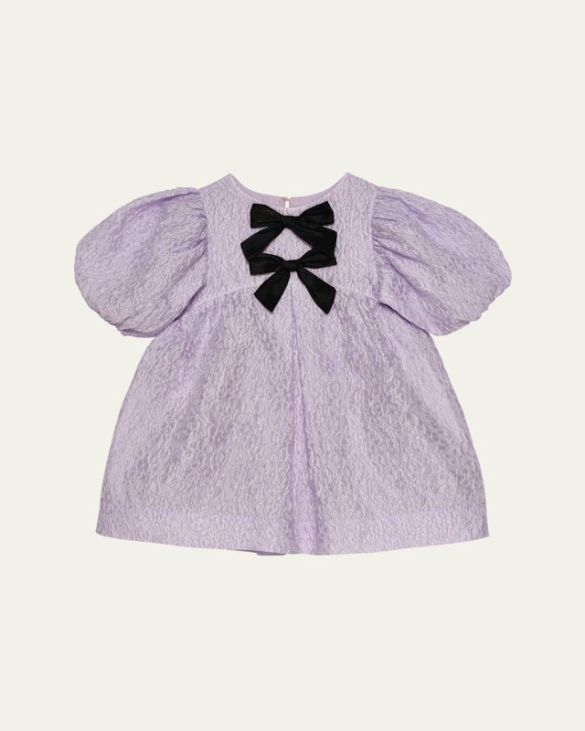 Girl's Melodie Puff Sleeve Bow Dress, Size 3T-